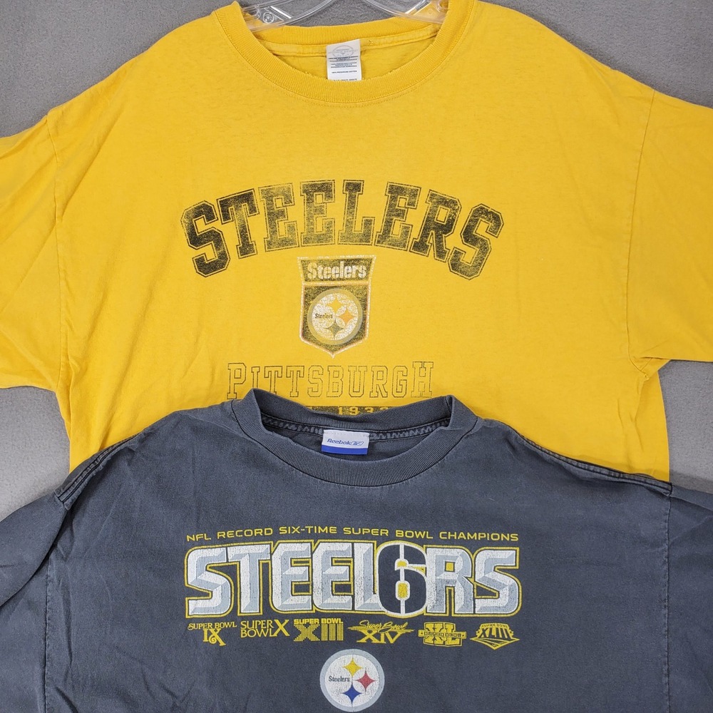 Reebok Delta Pittsburgh Steelers T-Shirt Lot Mens XL Gray Yellow Super Bowl NFL